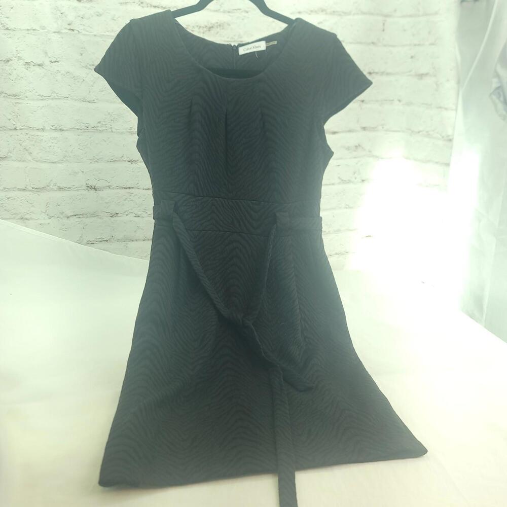 Calvin Klein Black Brown Belted Sheath Dress Size 6